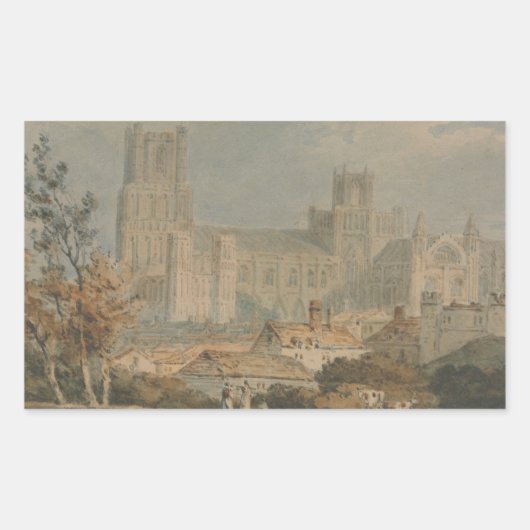 Joseph Mallord William Turner - Ansicht von Ely Rechteckiger Aufkleber (Vorderseite)