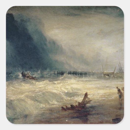 Joseph Mallord William Turner | Rettungsboot und M Quadratischer Aufkleber (Vorderseite)