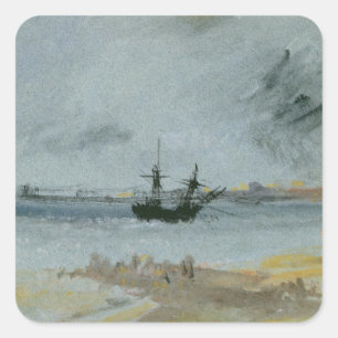 Joseph Mallord William Turner Schiff Aground, Br Quadratischer Aufkleber