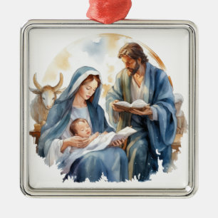 JOSEPH MARY BABY JESUS CHRISTMAS RELIGIOUS ORNAMENT AUS METALL