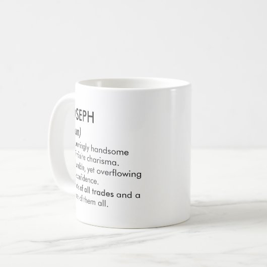 Joseph name, Editable name, Custom name Kaffeetasse (Vorderseite Links)