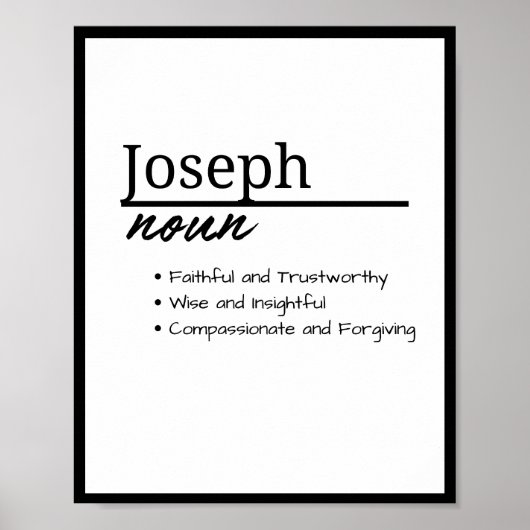 Joseph, Personalisierter Name Definition für Junge Poster (Vorne)