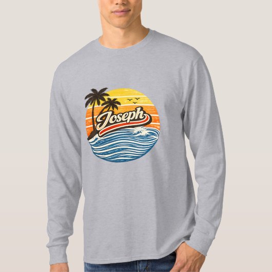 Joseph Retro Sunset Name Design T-Shirt (Vorderseite)