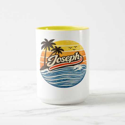 Joseph Retro Sunset Name Design Tasse (Zentrum)