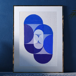 Joseph Schillinger Key Blue. Abstrakt geometrisch Poster