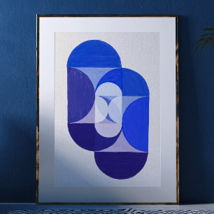Joseph Schillinger Key Blue. Abstrakte geometrisch Poster