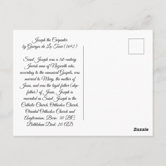Joseph the Carpenter Postkarte (Rückseite)