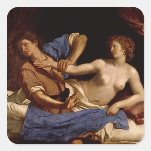 Joseph und die Ehefrau Potiphar, c.1649 Quadratischer Aufkleber (Vorderseite)