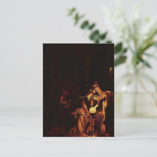 Joseph Wright-der Alchemist, der Phosphor entdeckt Postkarte (Stehend Vorderseite)