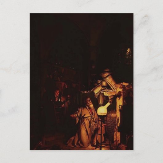 Joseph Wright-der Alchemist, der Phosphor entdeckt Postkarte (Vorderseite)