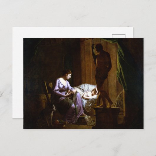 Joseph Wright von Derby Penelope entwirft ihr Web Postkarte (Vorne/Hinten)