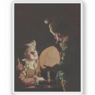 Joseph Wright von Derby - Zwei Jungen mit Blase Aufkleber