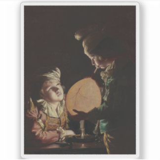Joseph Wright von Derby - Zwei Jungen mit Blase Aufkleber