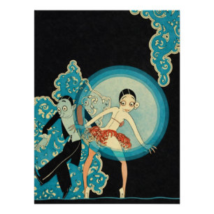 Josephine Baker Art Deco tanzendes Paar Poster
