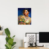 Josephine Baker Blumenvase Kunst Poster (Heimbüro)