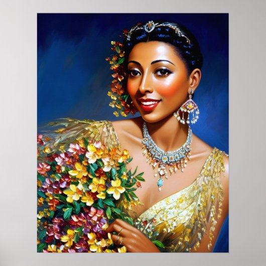 Josephine Baker Blumenvase Kunst Poster (Vorne)