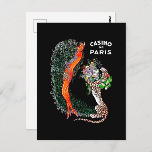 Josephine Baker Cheetah Jazz Age Postkarte (Vorne/Hinten)