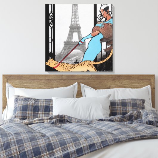 Josephine Baker Wrapped Canvas Print Leinwanddruck (Insitu (Schlafzimmer))