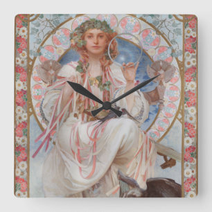 Josephine Crane Bradley als Lavia von Alphonse Muc Quadratische Wanduhr