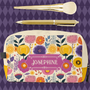 Josephine Farbige Lila und Gelbe Moderne Floral Waschbeutel