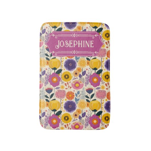 Josephine Lila und gelbe Moderne Blume Badematte (Vorderseite Vertikal)