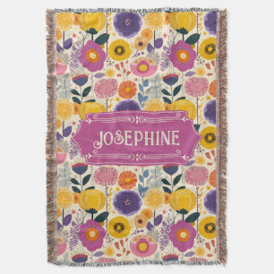 Josephine Lila und gelbe Moderne Blume Decke