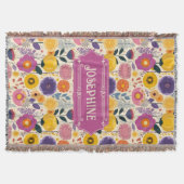 Josephine Lila und gelbe Moderne Blume Decke (Vorderseite)