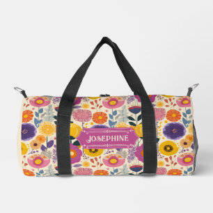 Josephine Lila und gelbe Moderne Blume Duffle Bag