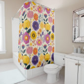 Josephine Lila und gelbe Moderne Blume Duschvorhang (Beispiel)