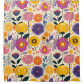 Josephine Lila und gelbe Moderne Blume Duschvorhang (Vorderseite)