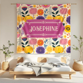 Josephine Lila und gelbe Moderne Blume Fleecedecke