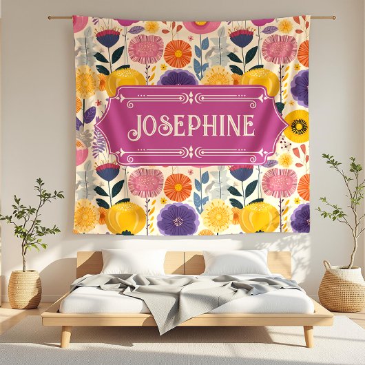 Josephine Lila und gelbe Moderne Blume Fleecedecke