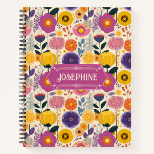Josephine Lila und gelbe Moderne Blume Notizblock