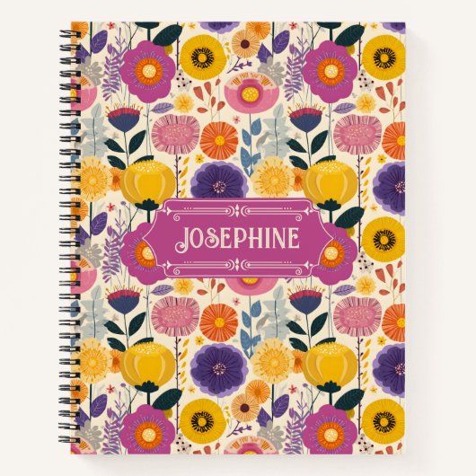 Josephine Lila und gelbe Moderne Blume Notizblock (Vorderseite)