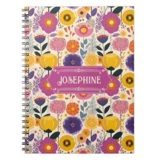 Josephine Lila und gelbe Moderne Blume Notizblock