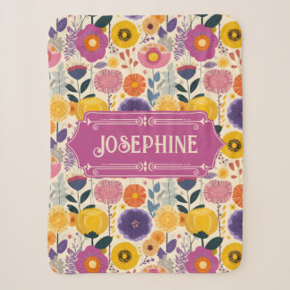 Josephine Lila und gelbe Moderne Blume Sherpadecke