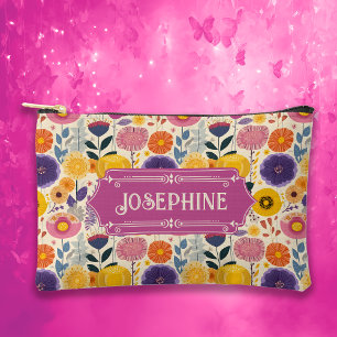 Josephine Lila und gelbe Moderne Blume Zubehörtasche