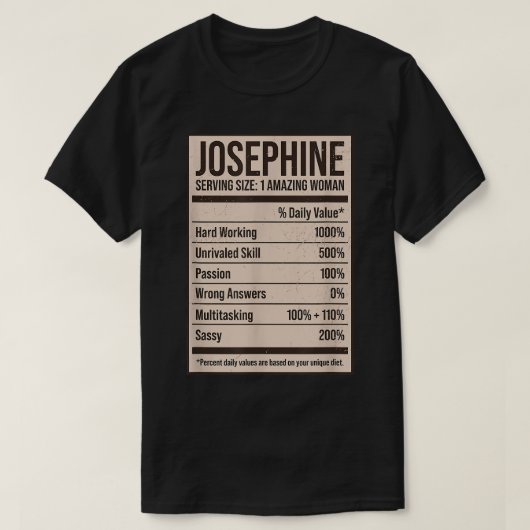 Josephine Nutrition Facts Name Nickname Alias Titl T-Shirt (Design vorne)
