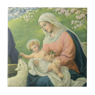 Joseph's Workshop mit Mary und Baby Jesus Fliese
