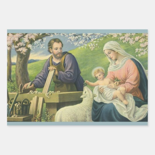 Joseph's Workshop mit Mary und Baby Jesus Geschenkpapier Set (Vorderseite)