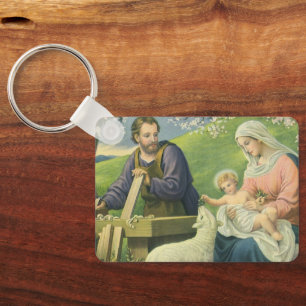 Joseph's Workshop mit Mary und Baby Jesus Schlüsselanhänger