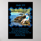 Josh 1:9 Baby Junge fischen im Fluss. Poster (Vorne)