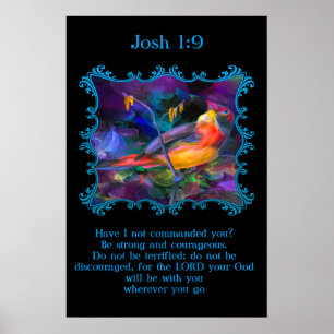 Josh 1:9 Schöner Regenbogen bunter Spatzen Poster