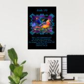 Josh 1:9 Schöner Regenbogen bunter Spatzen Poster (Heimbüro)