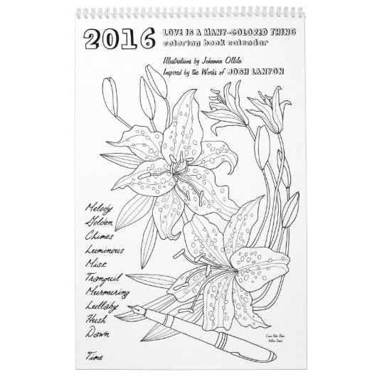 Josh Lanyon Kalender Malbuchs 2016 (Titelbild)