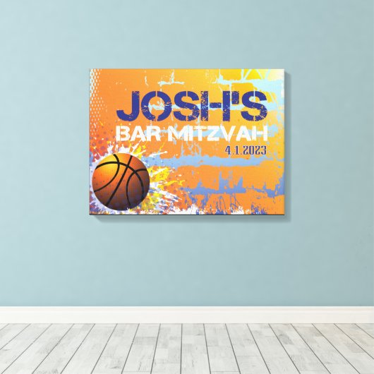 JOSH-Mitzvah-Zeichen in Board 1 Leinwanddruck (Insitu (Holzboden))