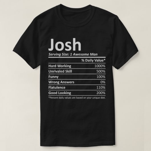 JOSH Nutrition Funny Birthday Personalisiert Name T-Shirt (Design vorne)