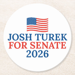 Josh Turek für den Senat 2026 Wahlparty Runder Pappuntersetzer