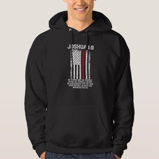 Joshua 19 American US Flag Firefighter Cross Chris Hoodie (Vorderseite)