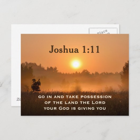 Joshua 1:11 Schrift Übergabe des Landes Postkarte (Vorne/Hinten)